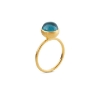 Billede af Susanne Friis Bjørner Ring sølv forgyldt med blå cabochon 8mm str. 54