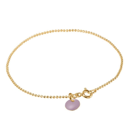 Billede af ENAMEL Copenhagen Ball Lavander armbånd sølv forgyldt kuglekæde (17,5cm)