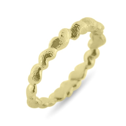 Billede af Ring hjerter, hele vejen rundt ,br, 3,4 mm. hamret overflade 925s forgyldt (forgyldning vil blive slidt af ved dagligt brug !)