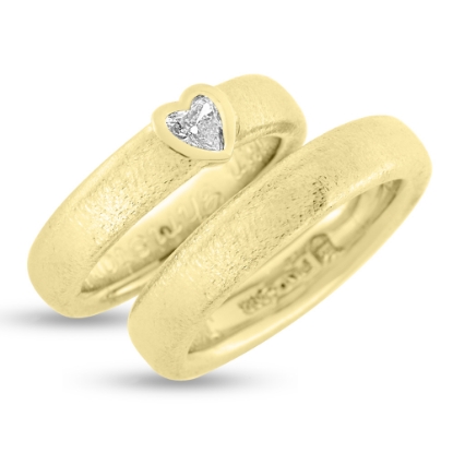 Billede af Vielses & Forlovelses ringe, 1 dia. hjerte slib 0,25 tw/vvs. 14 kt.