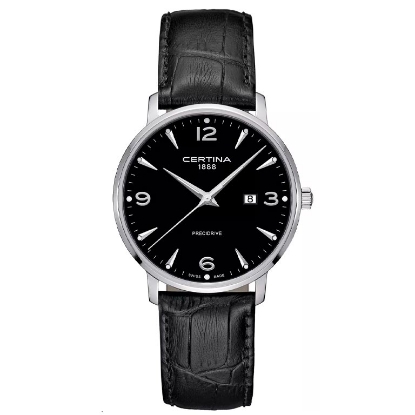 Billede af Certina DS Caimano herreur stål sort læderrem safirglas