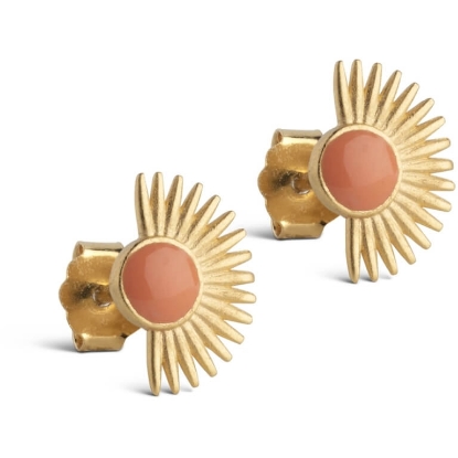 Billede af ENAMEL Copenhagen Soleil Light Coral ørestikker forgyldt sølv