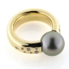 Billede af Ring med ferskvands perle, fattet med 14 brill. 14 kt.