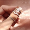 Billede af By Pind ring sølv rhodineret med zirkoniasten str 52