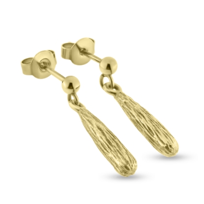 Billede af Øreringe "Wooden Drop" i guld