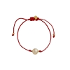 Billede af STINE A armbånd Big Pearl Berrie - Red Ribbon forgyldt sølv (23 cm)