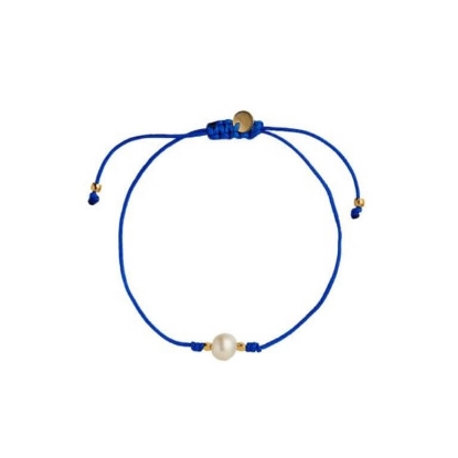 Billede af STINE A armbånd Petit Pearl Berrie - Electric Blue Ribbon forgyldt sølv (23 cm)