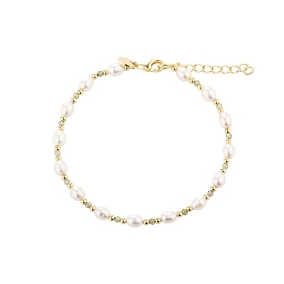 Billede af Aqua Dulce Coast Olive armbånd forgyldt sølv m. fvp (17 + 3 cm)