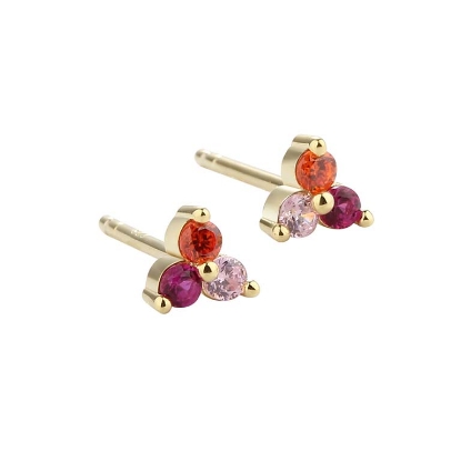 Billede af Aqua Dulce Gunnva Pink øreringe forgyldt sølv m. cz