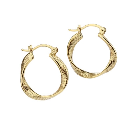 Billede af Aqua Dulce Small Twisted Lines øreringe forgyldt sølv