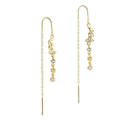 Billede af Aqua Dulce Malta Thread øreringe forgyldt sølv m. cz