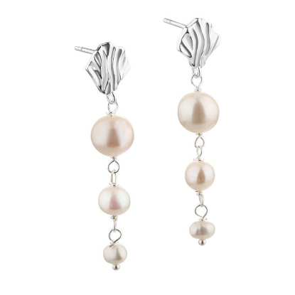 Billede af Aqua Dulce Hulda Pearl Long øreringe sølv m. fvp