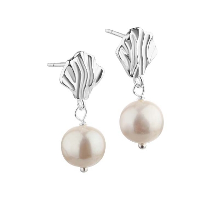 Billede af Aqua Dulce Hulda Pearl øreringe sølv m. fvp