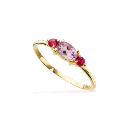 Billede af Ring ametyst/pink topas 8 kt.