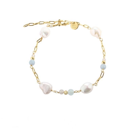 Billede af Aqua Dulce Sky Blue armbånd forgyldt sølv m. fvp (17 + 3 cm)