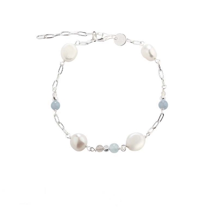 Billede af Aqua Dulce Sky Blue armbånd sølv m. fvp (17 + 3 cm)