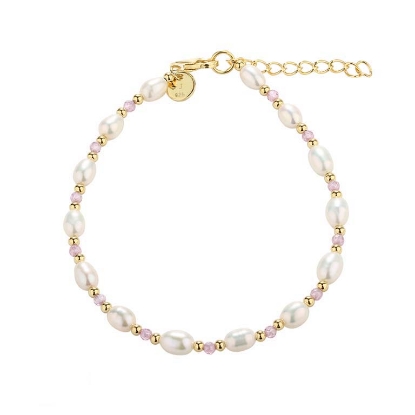 Billede af Aqua Dulce Coast Rose armbånd forgyldt sølv m. fvp (17 + 3 cm)