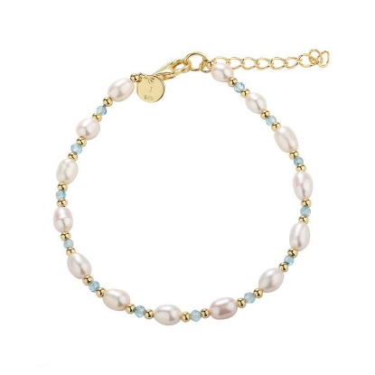 Billede af Aqua Dulce Coast Blue armbånd forgyldt sølv m. fvp (17 + 3 cm)