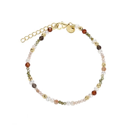 Billede af Aqua Dulce Olive Garden armbånd forgyldt sølv m. perler (17 + 3 cm)