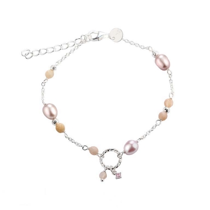 Billede af Aqua Dulce Koi Rose Pearl armbånd sølv m. perler (17 + 3 cm)