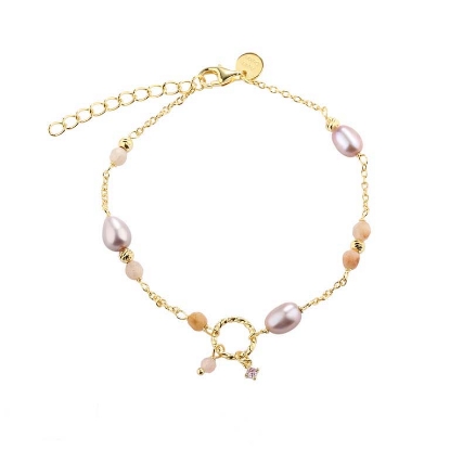 Billede af Aqua Dulce Koi Rose Pearl armbånd forgyldt sølv m. perler (17 + 3 cm)