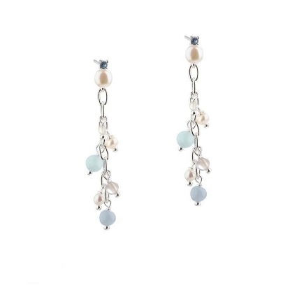 Billede af Aqua Dulce Sky Blue kædeøreringe sølv m. fvp