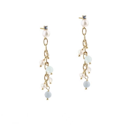 Billede af Aqua Dulce Sky Blue kædeøreringe forgyldt sølv m. fvp