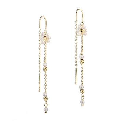 Billede af Aqua Dulce Daisy Pearl øreringe forgyldt sølv m. fvp