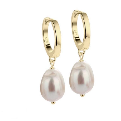 Billede af Aqua Dulce Maren Pearl Small øreringe forgyldt sølv m. fvp