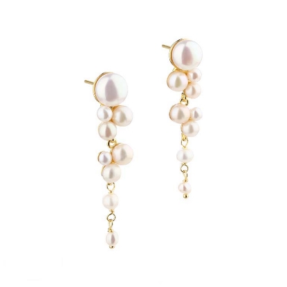 Billede af Aqua Dulce Bubbels Long øreringe forgyldt sølv m. fvp