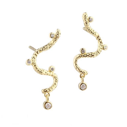 Billede af Aqua Dulce Barbara Snake øreringe forgyldt sølv m. cz