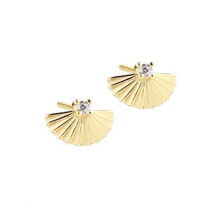 Billede af Aqua Dulce Kaya Fan Earstud øreringe forgyldt sølv m. cz