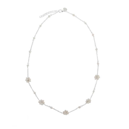 Billede af Aqua Dulce Daisy Pearl halskæde sølv m. fvp (42 + 3 cm)