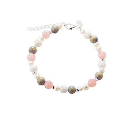 Billede af Aqua Dulce Gold Dust armbånd sølv m. perler (17 + 3 cm)