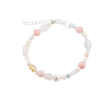 Billede af Aqua Dulce Breeze armbånd sølv m. perler (17 + 3 cm)