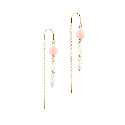 Billede af Aqua Dulce Rose Breeze øreringe forgyldt sølv m. perler