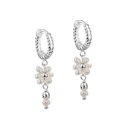 Billede af Aqua Dulce Daisy Pearl øreringe sølv m. fvp