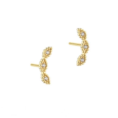 Billede af Aqua Dulce Flowers Up The Ear øreringe forgyldt sølv m. cz