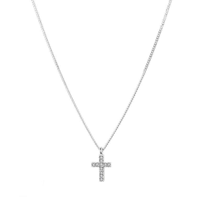 Billede af Aqua Dulce Cross halskæde sølv m. cz (40 + 4 cm)