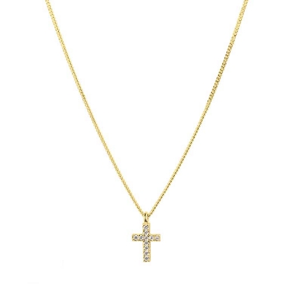 Billede af Aqua Dulce Cross halskæde forgyldt sølv m. cz (40 + 4 cm)