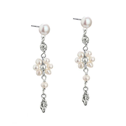 Billede af Aqua Dulce Daisy Pearl øreringe sølv m. fvp