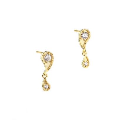 Billede af Aqua Dulce Big Vims øreringe forgyldt sølv m. cz