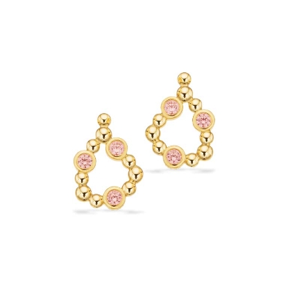 Billede af Øreringe pink cubic zir. 8 kt.