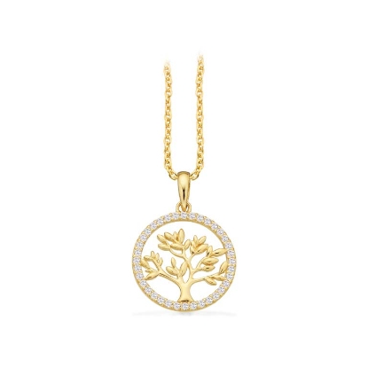 Billede af Vedhæng Livets Træ cubic zir. 8 kt. m/sølvkæde