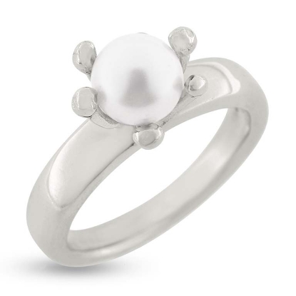 Billede af Ring med ferskvandsperle og dråbegrabber i sølv