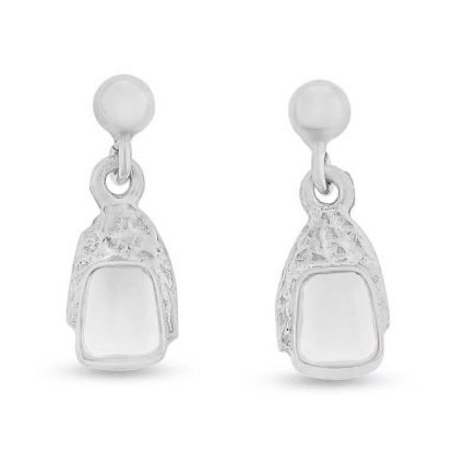 Billede af Tand øreringe 14 kt. hvidguld