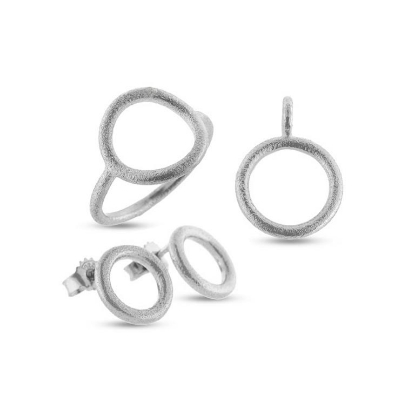 Billede af Smykkesæt Circles 15 mm. i sølv, Ring, Vedh. & Ørestik