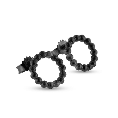 Billede af Ørestik Circles, kugletråd, 12 mm. i oxideret sølv (overflade sand)