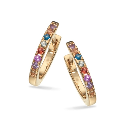 Billede af Dazzling clip-creoler Rainbow safir 0,28 14 kt.