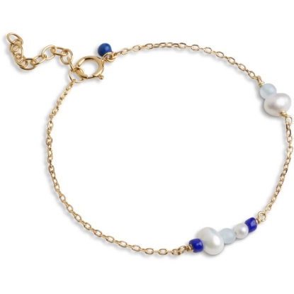 Billede af ENAMEL Copenhagen Sofia Marine armbånd forgyldt sølv m. fvp (15+3 cm)